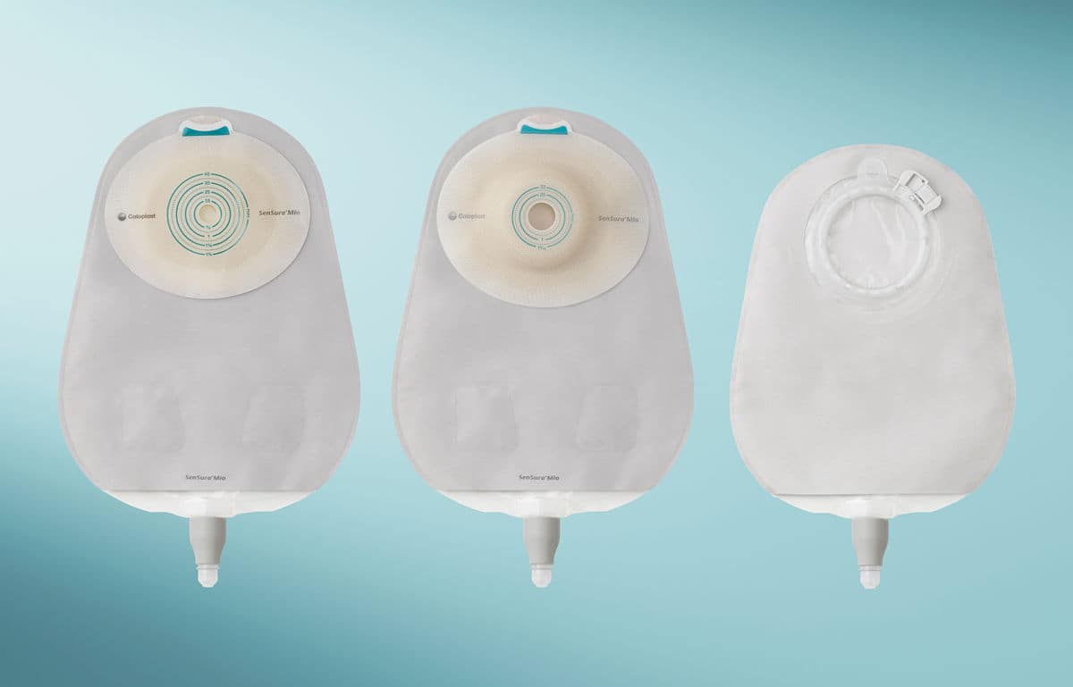 Drei Varianten des SenSura Mio Urostomiebeutels